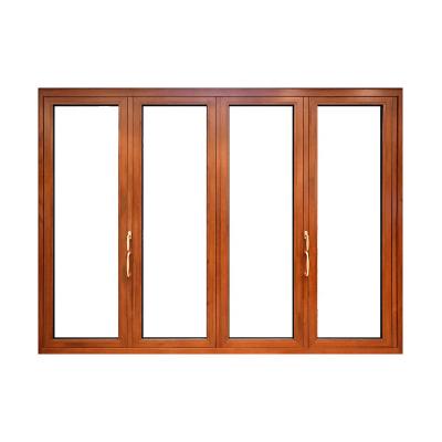 China NEW DESIGN KZ105 Folding Screen Aluminum Wood Composite Folding Door With Tempered Glass for sale