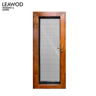 China Clading Aluminum Wooden French Door Wood Swing Clading Aluminum Casement Doors With Screen for sale