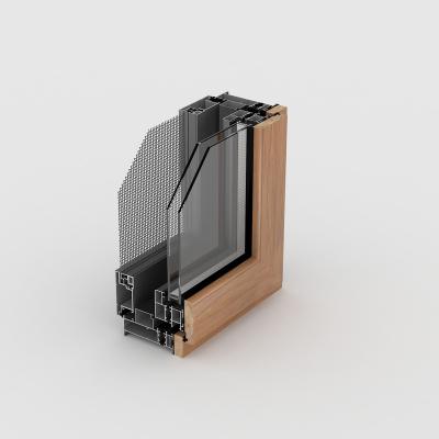 China Swing Quality KN125 Wood And Aluminum Composite Double Glazed Window Sample for sale