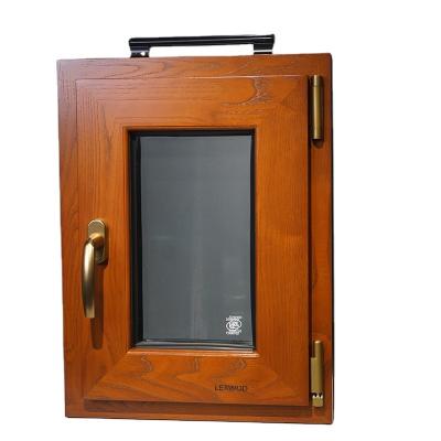 China Sample SN86 Wood Coating Tempered Glass Portable Aluminum Casement Swing Window for sale