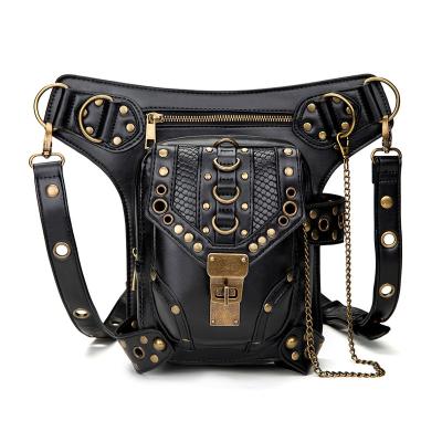 China 2022 Wholesale Retro Steampunk Motorcycle Bag High Quality Stain Chain Bag Waist Bag Thankful Popular for sale