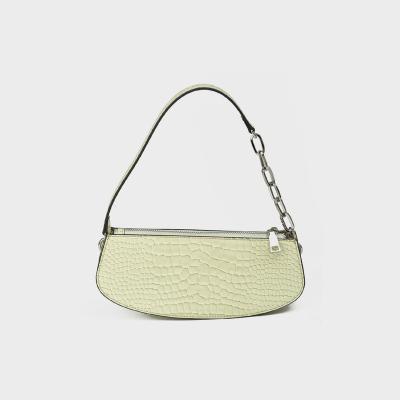 China 2022 Saddle Bag 2022 High Quality Crocodile Pattern Small Semicircle Soft Korean Urban Single Armpit Chain Bag Magic Stick Bag for sale