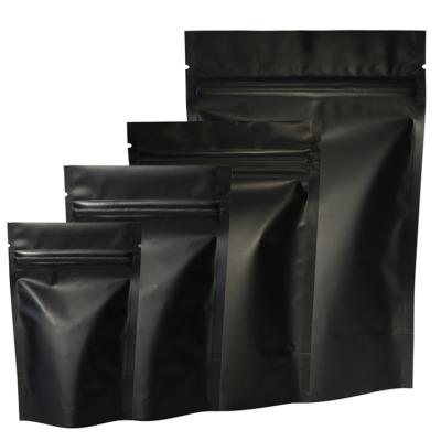 China Wholesale Recyclable Stand Up Bag Black Matte Black Mylar Zipper Zip Zipper Heat Seal PE Teardrop Plastic Vertical Notch Bag for sale