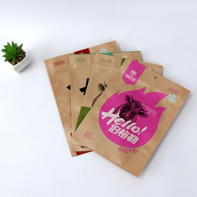 China Safety Eco Friendly Stand Up Dry Beef Jerky Food Packaging Plastic Bags Aluminum Foil Ziplock Flat Bottom Custom Logo for sale