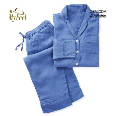 China Customized high quality unisex pajamas QUICK DRY sets washed canvas pajamas men's canvas sleepwear for sale