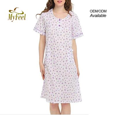 China QUICK DRY Women Short Sheath Soft O-Neck Cotton Nightgown Camison Lactancia Sleep Shirt Loungewear Nightgown for sale