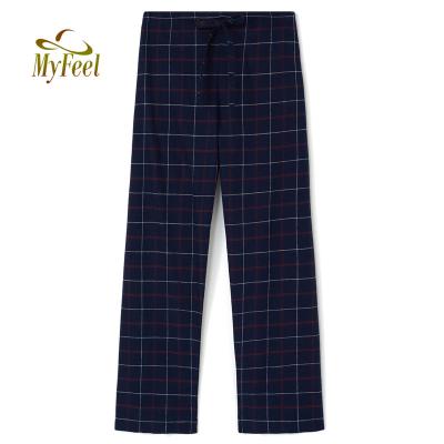 China Pigiama Corto Women's Navy Blue Plaid QUICK DRY Pajama Pants Casual Cotton Pj Base Lounge Pants for sale