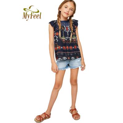 China Factory Antibacterial Girls Clothes Wholesale Clothes For Kids Cotton Baby Summer Sleeveless Top Clothes for sale