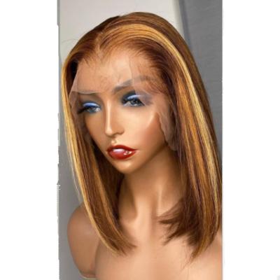 China As Picture New Style 13*4 Lace Frontal Human Hair Good Quality Short Wigs 100% Straight Hair Bob Wig for sale