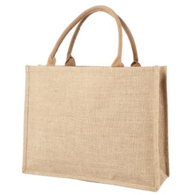 China 2021 Fashion Popular Customizable Retro Simple Burlap Jute Portable Shopping Bag for sale