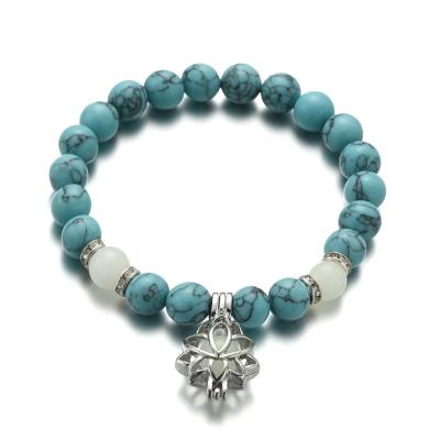 China New Jewelry Punk Turquoise Bead Energy Lotus Stretch Beaded Glowing Yoga Bracelet for sale