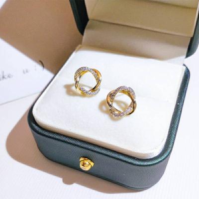 China Cute Silver Glitter Earrings Women Diamond Earrings Small And Exquisite S925 for sale