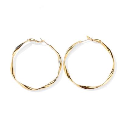 China 2021 New Design Environmental Friendly Fashion Real Gold Plated Fashion Trendy Bohemian Jewelry Big Pearl Circle Earring for sale