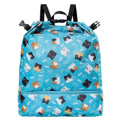 China Casual Sports Bolso Double Waterproof Storage Waterproof Kids Swimming Waterproof Drawstring Gym Backpack Bag for sale