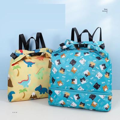 China Wet and Dry Separation Portable Swimming Children Double Drawstring Shoulder Bag Waterproof Beach Large Storage Bag Waterproof for sale