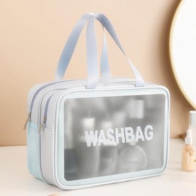 China Normcore/Large Capacity Minimalist PU Scrub Waterproof Portable Bath Cosmetics Bag Toiletry Bag Swimming Storage Box for sale