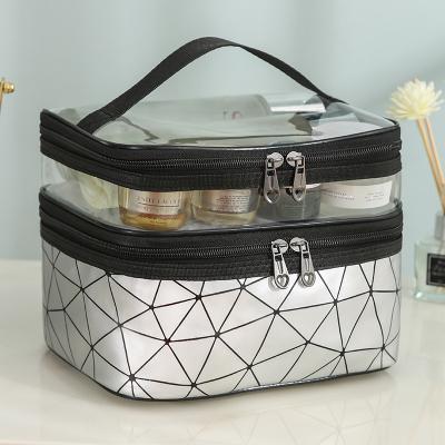 China Large Capacity Customize High Grade Waterproof PVC Cosmetic Multi Functional Makeup Bag Travel Toiletry Bag for sale