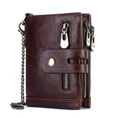 China RFID Vintage Wallet Casual Zippers Leather Wallet Retro Gentleman Men's Bifold Wallet for sale