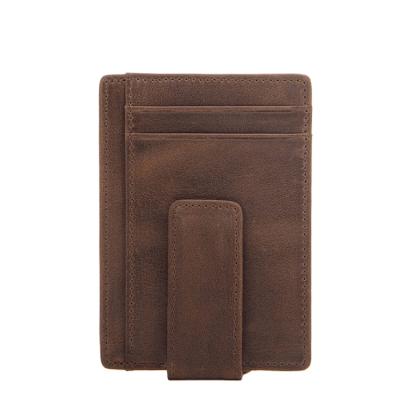 China Simple Fashion Crazy Horse Leather Rfid Blocking Credit Card Holder Wallet for sale