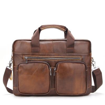 China Vintage Fashion Simple Leather Laptop Office Briefcase Multifunctional Portable Briefcase Bag For Men for sale