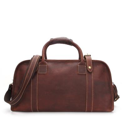 China Promotional Fashion Trendy Sport Small Soft Bag Brown Genuine Leather Leather Duffel Bag for sale