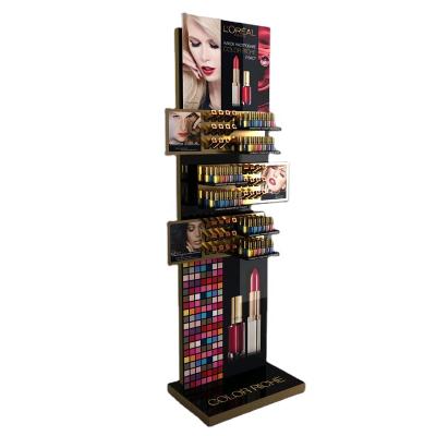 China Commercial Floor Lighted Acrylic Counter Make Up Stand Rack Cosmetic Makeup Counter Display for sale