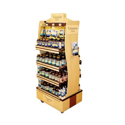 China Double Sided Promotional Supermarket Shelves Food MDF Display Rack Shelf Used For Selling Racks Beverage Display Rack for sale