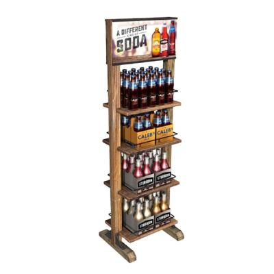 China Custom Four Sides Various Display Rack , 4-layers Wooden Beverage Display Rack for sale