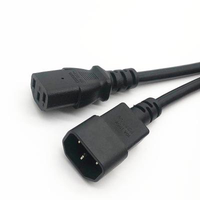 China Home appliance C14 to PDU C13 style computer power extension cable 1.5M/black computer power extension cord 10A IEC-320-C14 to IEC-320-C13 for sale