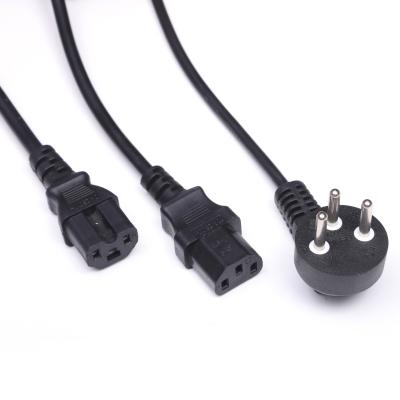 China Home Appliance Israel 3 Pin Mains Plug To 2 X IEC C13 Y Splitter Power Cable Leads Male To Female With Israeli SII Approval 16A 250V for sale