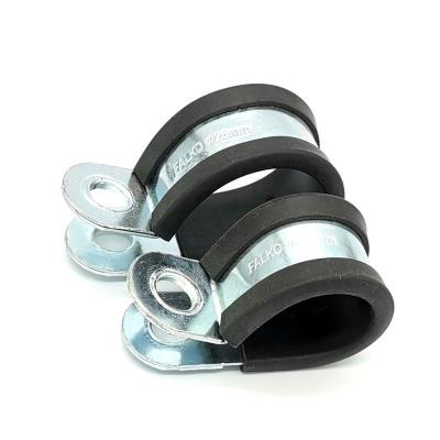 China Health Care Type R Collar Rubber Coated Galvanized Steel Cushioned Clips Securing Pipe Clamp for sale