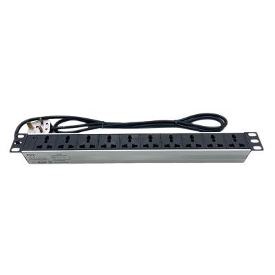 China Network Cabinet 19 Inch 10 Way 13A UK Plug PDU Aluminum Body For Network Cabinet for sale