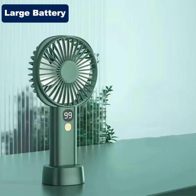 China Large Capacity Digital Display Small Digital Display Desktop Handheld Fan Custom Portable Mini Battery Fans for sale