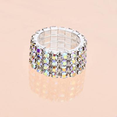 China Custom Silver Gold Plated AB Row Cocktail Ring Jewelry Women CLASSIC Crystal Rhinestone 4 for sale