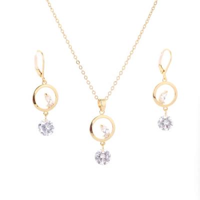 China Cute Elegant Gold Plated Pendant Necklace Earrings Set Jewelry Women For Party for sale