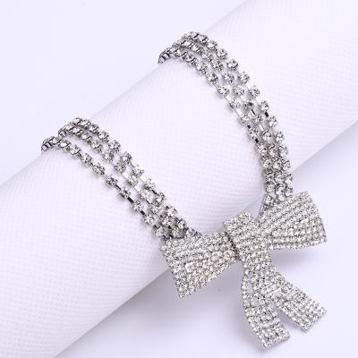 China Trendy Full Diamond Bling Crystal Rhinestone Luxury Bow Tie Headscarf Trendy For Women Girls Gift Party for sale