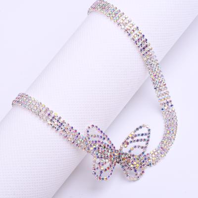 China Beautiful TRENDY Butterfly Crystal Shine Rhinestone Necklaces Chokers Choker For Women Statement Jewelry Accessories for sale