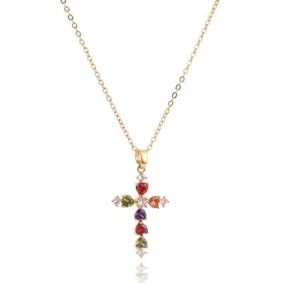 China Custom Romantic Design Zircon Charm Cross Necklace Women Jewelry For Party Gift for sale