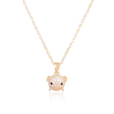 China CLASSIC Cute Gold Plated Zirconia Lucky Pig Pendant Necklace Women Girls Animal Jewelry for sale