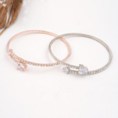 China Elegant Casual/Sporty Crystal Rhinestone Heart Zircon Bracelet Rhinestone Bracelet Bangles For Woman Jewelry Gifts for sale