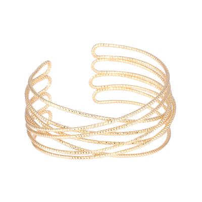 China TRENDY Designer Unique New Gold Plated Open Arm Cuff Bangle Bracelet Jewelry Copper Women for sale