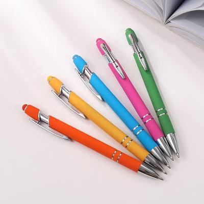 China Office& School Pen 2 in 1 Multifunctional Ballpoint Pen with Stylus Tip Soft Touch Click Metal Pen for sale