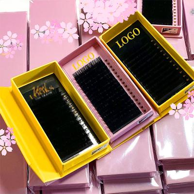 China OEM Wholesale Premium Luxury Natural Silk Synthetic Fiber PBT Long Eyelash Extensions Super Soft for sale