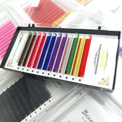 China Eyelash Extensions Long Natural Colores Pestanas Extensiones Colored Colorful Individual Eyelash Rainbow for sale