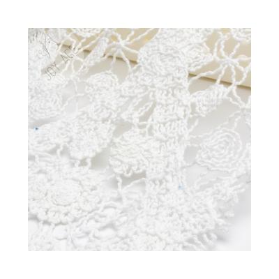 China Breathable suppliers wholesale and cheap crochet top white embroidery cotton floral lace fabric used for clothing for sale