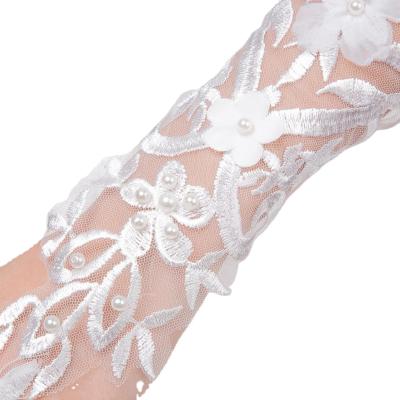 China Bridal lace wedding long lace gloves wedding dress sunscreen bridal gloves viscose/polyester long white wedding gloves for sale