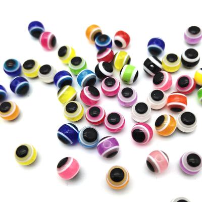 China BX585 Round Mixed Ball Spacer Beads Colorful Resin Evil Eye Bead For Jewelry Making Children's Necklace Accessories for sale