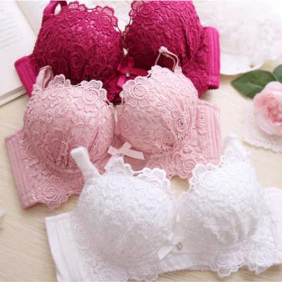 China ZZYUP pump high quality thickening gathered lift up lingerie embroidery lace bra 3/4 cup bra for sale