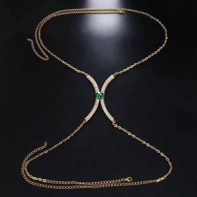 China ZZYUP Sexy Shine Diamond Sexy Simple Minimal Chest Bikini Bra Jewelry Nightclub Ins Rhinestone Body Chain Accessories for sale