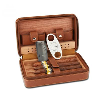 China High Quality Modern Travel Humidor Storge Cigar Cigar Cigar Tavel Luxury Leather Case for sale